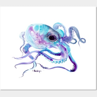 Turquoise Blue Purple OCtopus Posters and Art